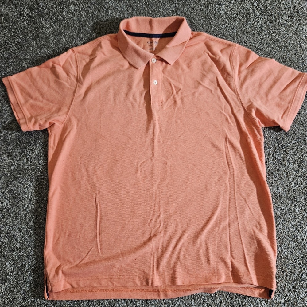 St. Johns Bay Polo Shirt Mens Large Short Sleeves Pink Color